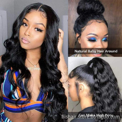 Body wave T Lace Brazilian Real Hair Wig HD FrontLace Wig Real Human Hair Suitable for women150% Density Pre-drawn Natural Color